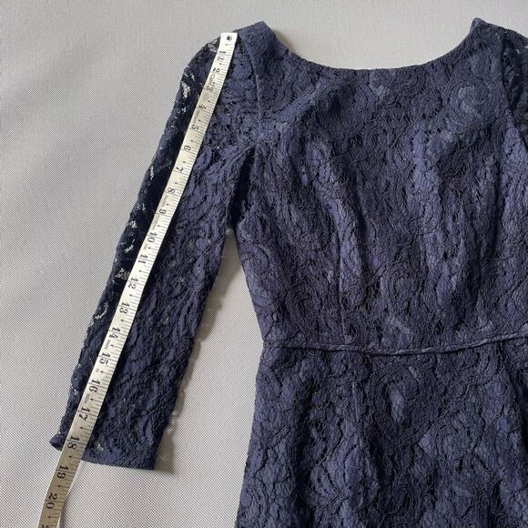 JCREW Natalia Dress in Navy Blue Leavers Lace Bridesmaid Cocktail Women’s Sz 00 - Picture 5 of 9